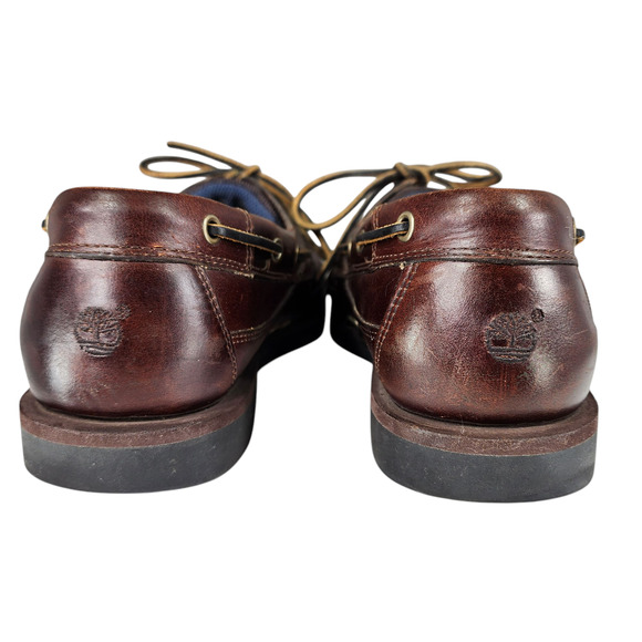 Timberland Boat Shoes sz 11.5 Mens Classic 2 Eye Brown Leather Slip On Loafers - Picture 5 of 11